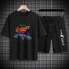 2026 Summer Thin casual Men set Manga Graffiti Tees T-shirt+shorts 2-piece Comfortable and breathable men Top Print Tshirts sets