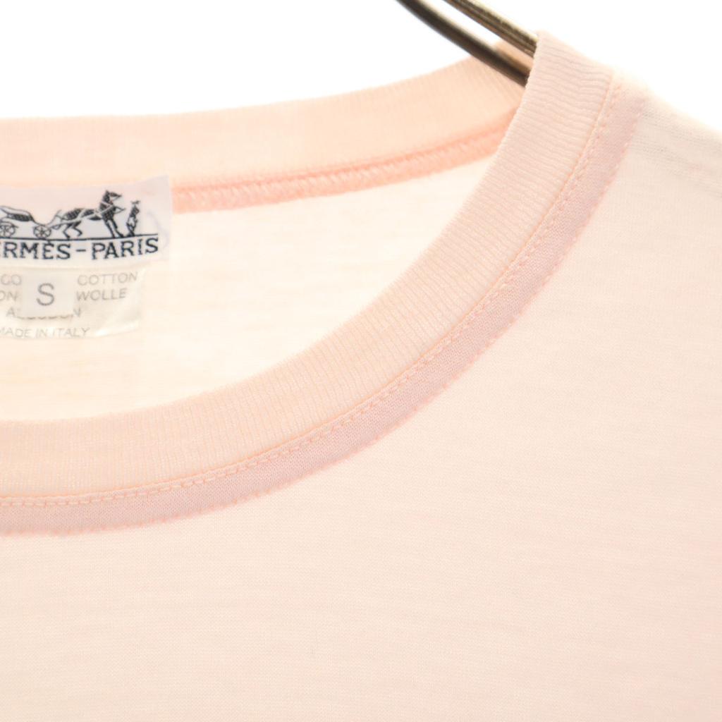 HERMES made in Italy Long sleeve One point embroidery T-shirt S Ron T Women Used