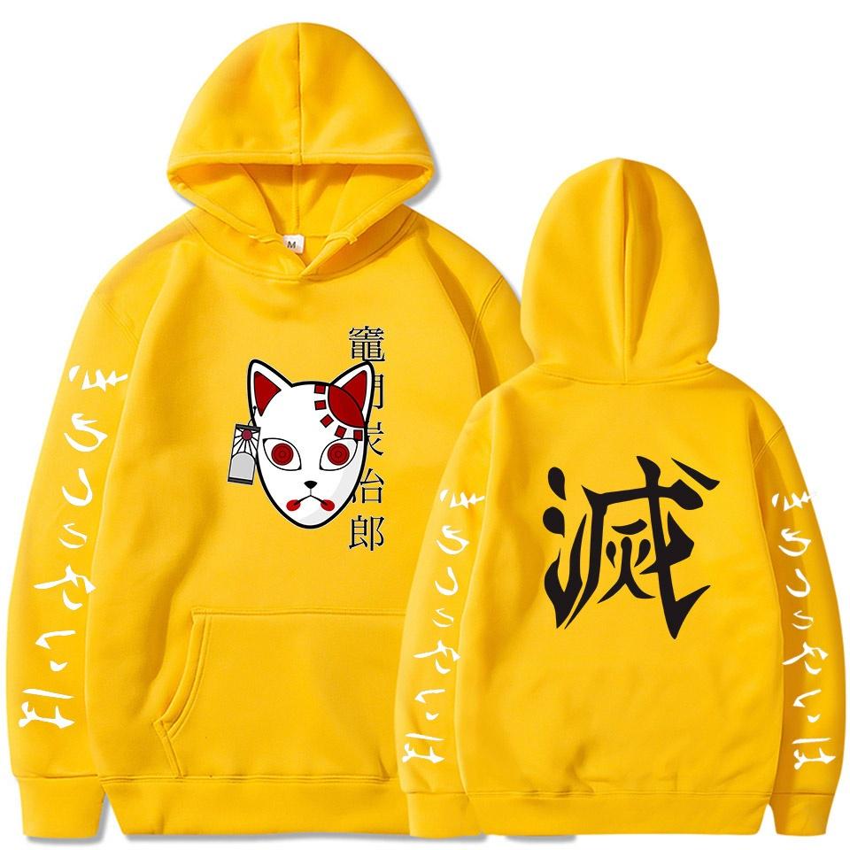 LZZSWDT Anime Hoodie Mange Demon Slayer Tanjiro Nezuko Pullover Man Women Sweatshirt Harajuku Kimetsu No Yaiba Fleece Coat