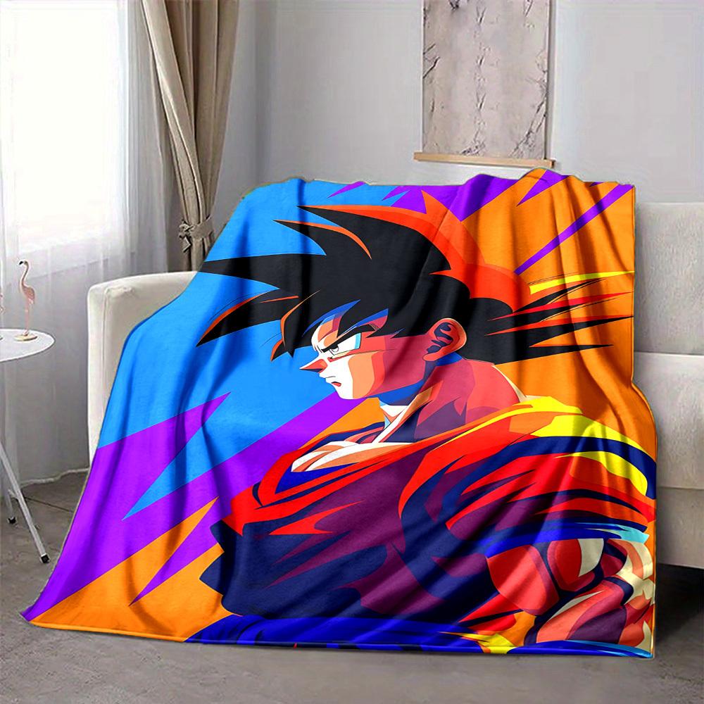 1pc Dragon Ball Z Flannel Blanket [Cozy Throw Blanket] For Sofa, Bed, Travel, Camping, Livingroom, Office, Couch, Chair, And Bed