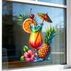 Adhesivos Estáticos de Ventana de Verano Temática Tropical Cóctel Piña Flor Pegatinas de Ventana Playa Piscina Fiesta Calcomanías de Vidrio para Hogar Oficina Hawaiano