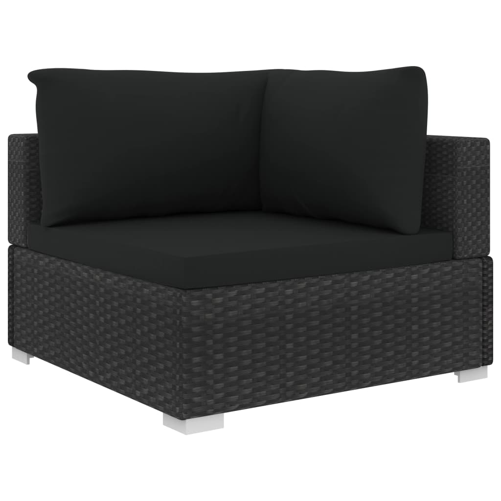 11 Piece Garden Lounge Set with Cushions Poly Rattan Black