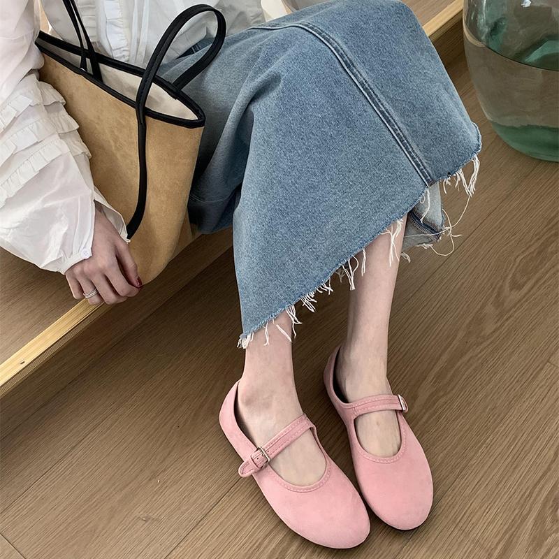 Designer Spring Flats Women's Mary Jane Shoes Comfort Shallow Buckle Shoes Party Wedding Candy Color Female Shoes