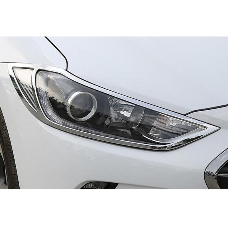 For Hyundai Elantra Avante 2016 2017 2018 Car Cover Detector Head Front Light Lamp Trim Frame Part Eyebrow Hoods 2PCs