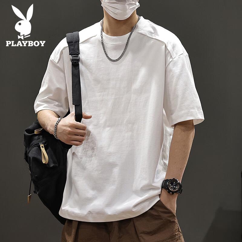 

Мужская летняя хлопковая футболка PLAYBOY 2026, прохладная на ощупь, свободного кроя M