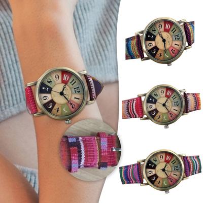 Multi Color Rainbow Pattern Watches,Quirky Boho Hippie Watch, Wonderful Watches Gift For Women,PU Leather Woven Strap Watches