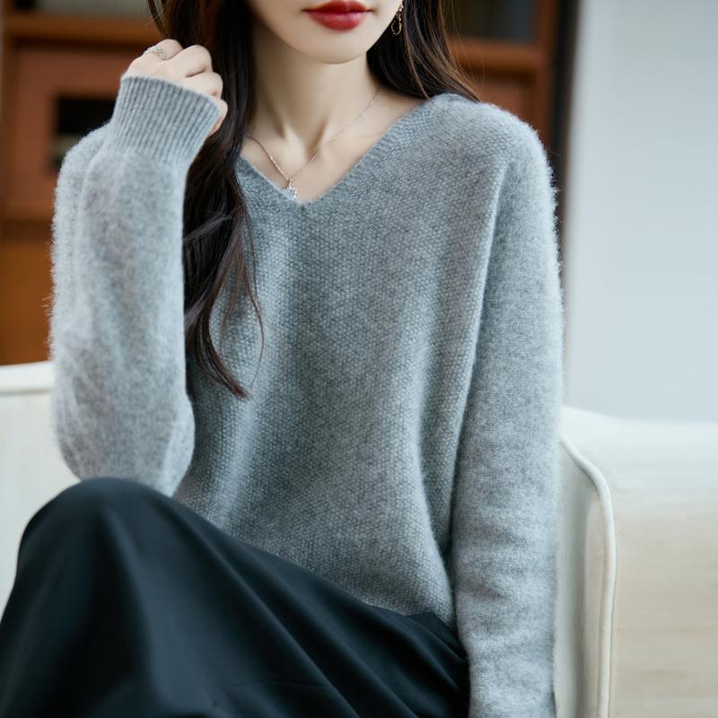 Women's cashmere sweater Qinghe cashmere 30% cashmere 70% wool autumn and winter pullover warm and fashionable