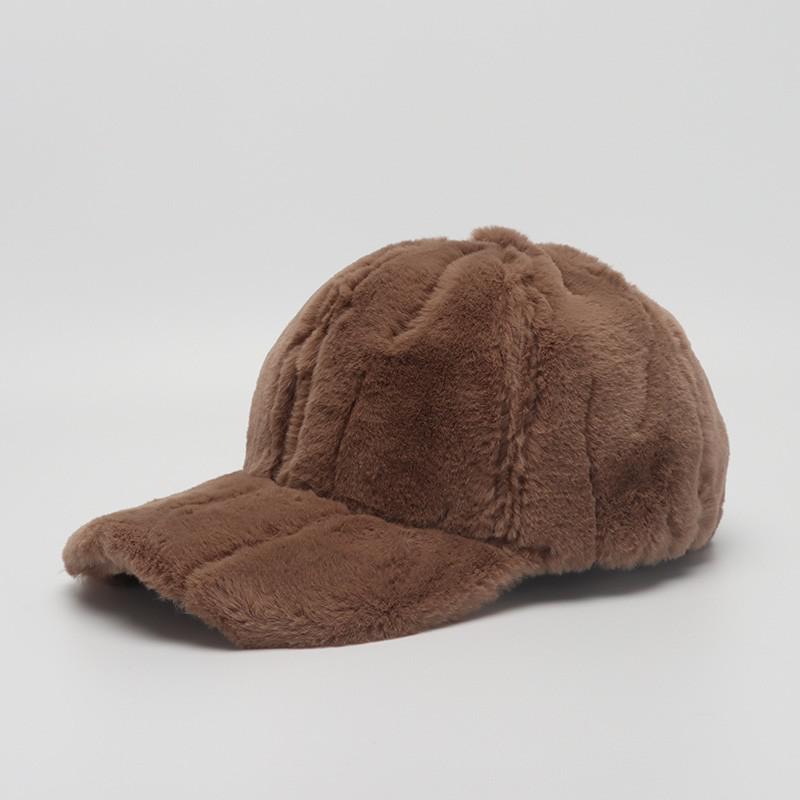 Wintermützen für Damen Baseballkappe Verdickte Kunstpelzmütze Damen Outdoor Sonnenschutz Warmhalten Einfarbig Verstellbar Gorras Casquette