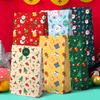 12 Pcs Christmas Gift Bags, Santa Design Kraft Paper Bags with Stickers, Flat Paper Bags for Holiday Gift Wrapping Party
