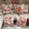 Christmas Gingerbread Man Pillow Case Cute Cookie Train House Print Soft Polyester Square Cushion Cover For Holiday Decor