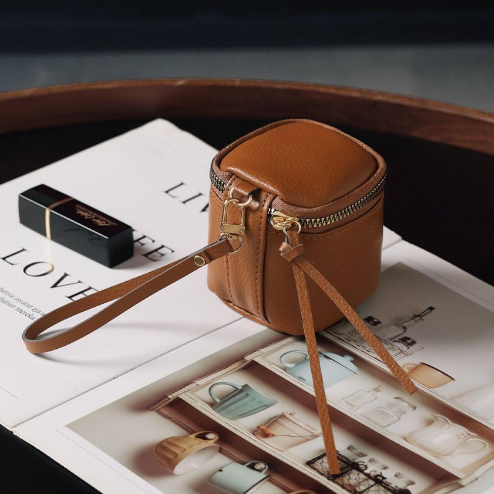 Square Lipstick Storage Bag Leather Cosmetic Bag Makeup Bag Zipper Wallet  Student