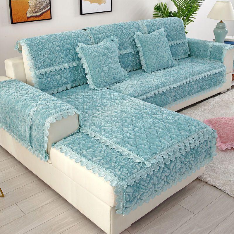 

Зимняя роза бархатная подушка для дивана Нескользящая утолщенная зимняя плюшевая подушка для сиденья Простой современный чехол для дивана Накидка Ткань Полотенце 70*70cm