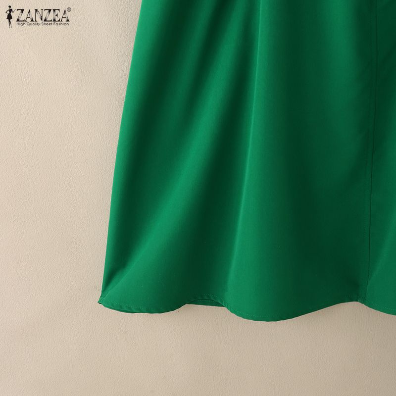 ZANZEA Γυναικείο φόρεμα με στρογγυλή λαιμόκοψη, καλοκαιρινό κοντομάνικο