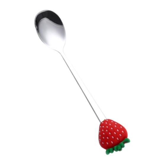 Stainless Steel Spoon, with Strawberries Durians Watermelons Avocados Decor, Durable Rust-Resistant Dessert Spoon, for Coffee Tea Stirring And Eating
