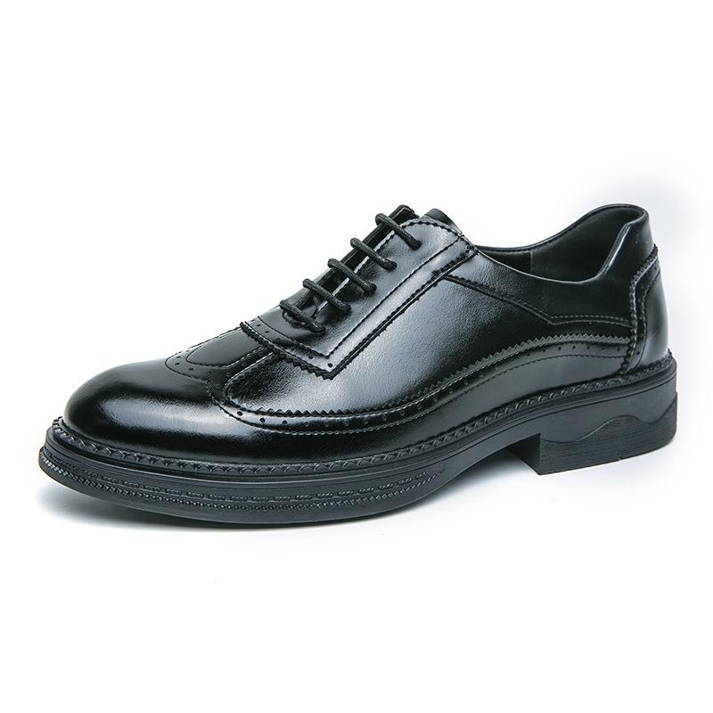 Men's Shoes Men's Brock Lace-Up Business Dress Casual Leather Shoes Trend Retro Leather Shoes