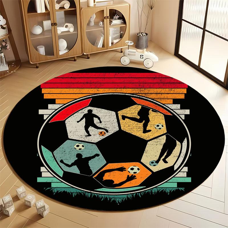 

Vintage Soccer Artwork Round Rug for Sports Rooms round carpet for home sofa bedroom, gift Diameter 60cm