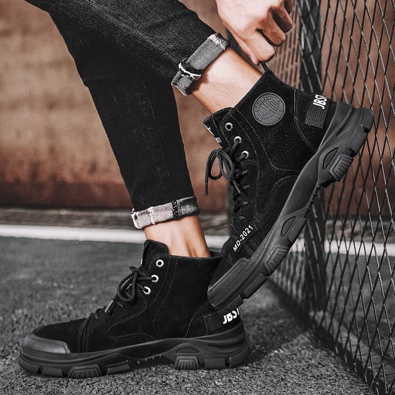 Fleece thickened cold-proof and warm cotton shoes outdoor middle help non-slip and wear-resistant mountaineering boots British style casual boots