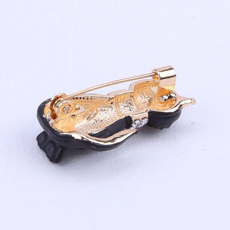 New Vintage Lady Oil Dripping Black Cat Brooch Alloy Diamond Inlaid Cartoon Small Brooch Fashion Accessory Fashion Pin