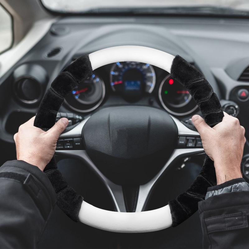 Furry Steering Wheel Cover Soft Automobile Steering Wheel Protector For Winter Car Decoration 38cm/14.96inch Anti-Slip Car