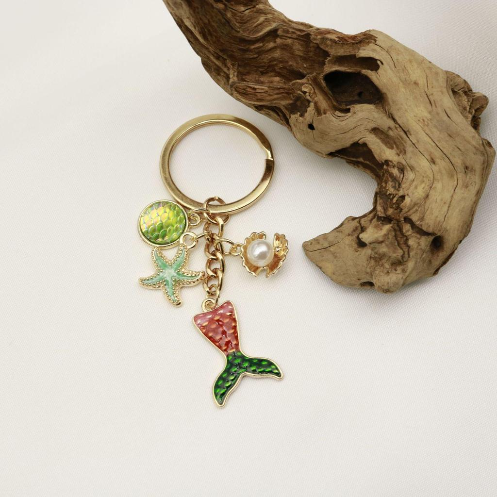 Mermaid Seashell Drip Oil Keychain & Backpack Pendant