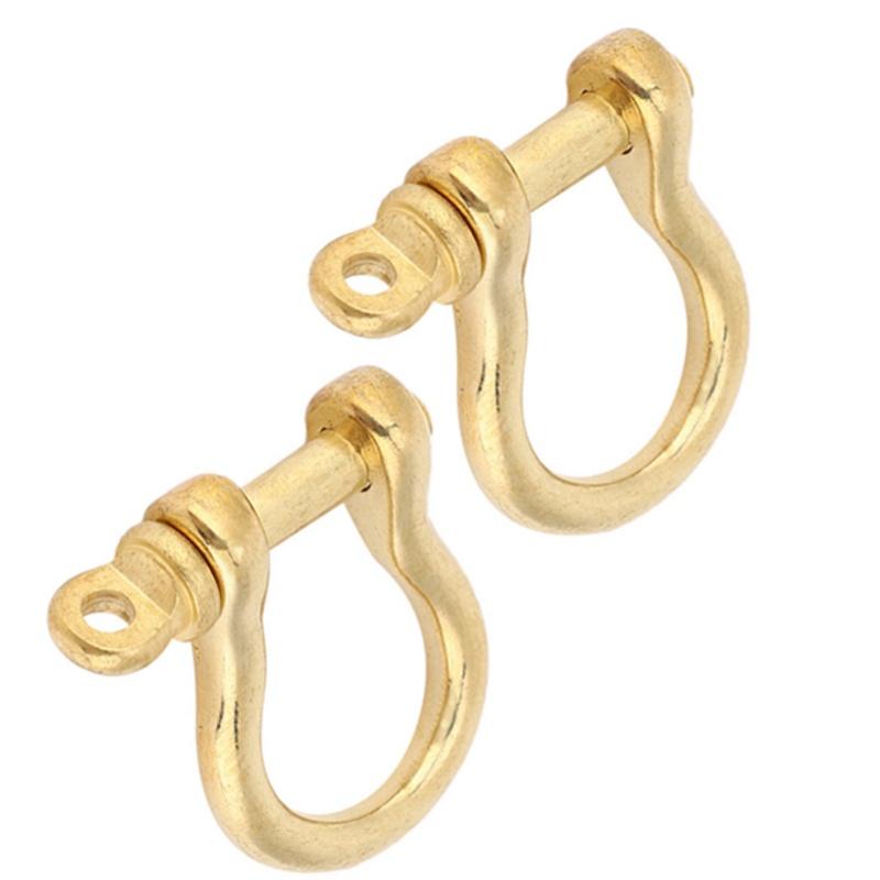 2 Σετ Κρίκος Αγκύρωσης Καθαρός Ορείχαλκος Τύπου U Μπρελόκ Γάντζος Χρυσή Συνδετική Αγκράφα 10mm
