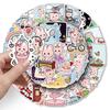 51 Pink Little Rabbit Hand-drawn Cartoon Stickers: Waterproof Decorative Milk Tea Cup Stickers