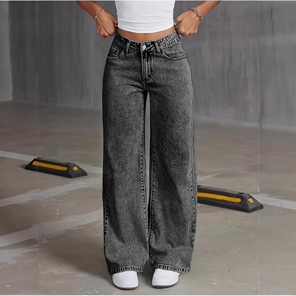 High Waist Bowknot Embroidered Jeans - Women's Sweet & Spicy Style, Straight Leg, Loose & Casual.