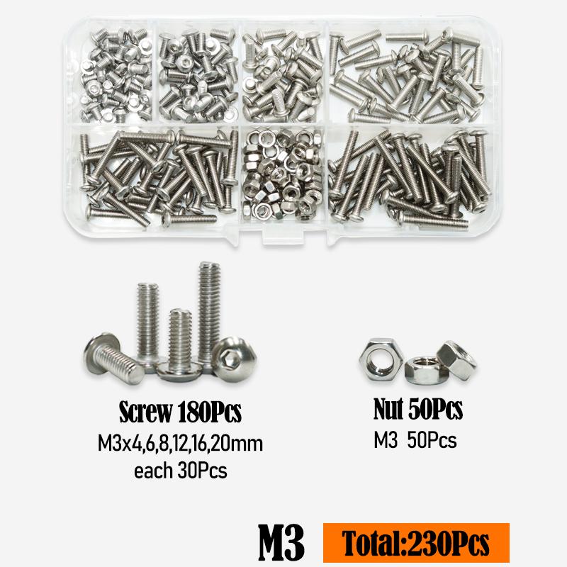 Round Pan Head Hexagon Socket Screw M2 M3 M4 M5 M6 A2 304 Stainless Steel Hex Mushroom Button Head Allen Bolt Nut for Motorcycle