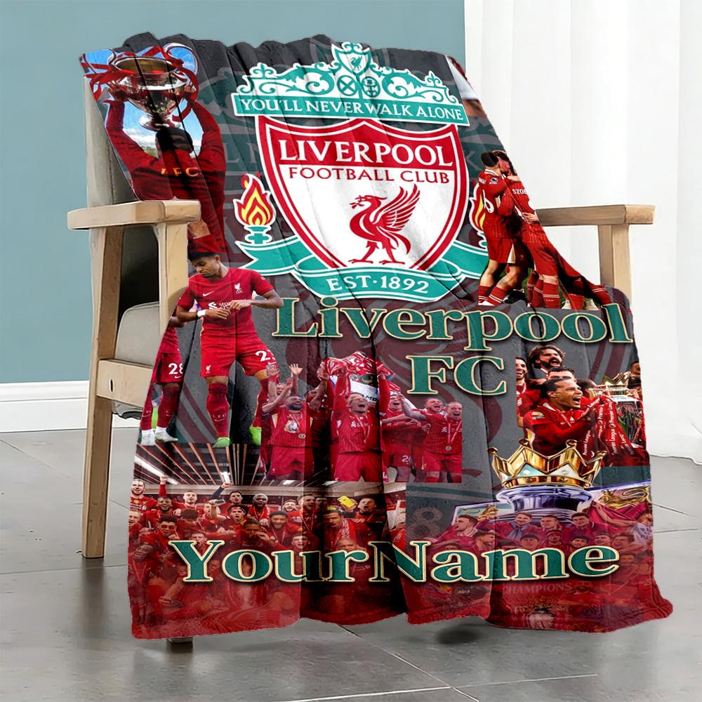 Liverpool Personalizovaná deka se jménem Dárková deka s možností přizpůsobení Měkká teplá útulná Vhodná do kanceláře postele pikniků obývacího pokoje pro všechna čtyři roční období víceúčelová