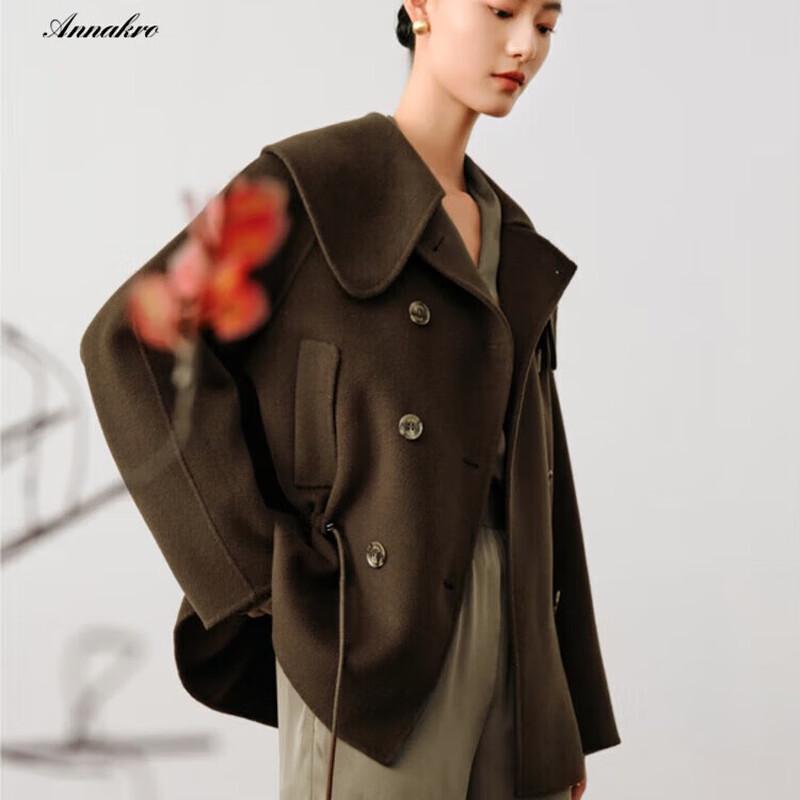 JIUZI AnnaCoco Women's Big Lapel Lamb Wool Coat