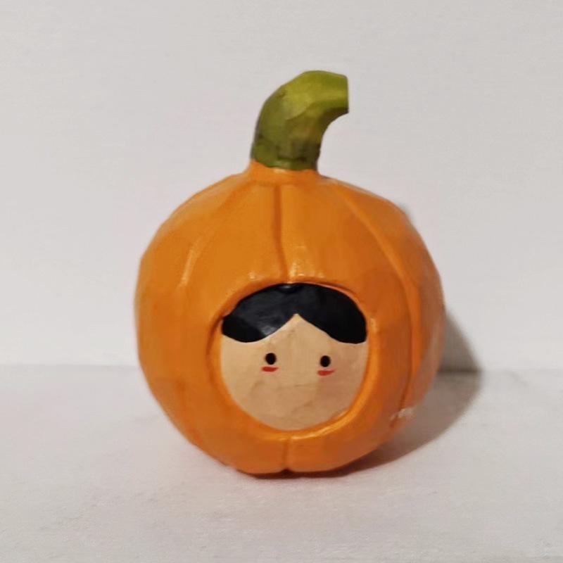 

Милый кот-дуриан Модный орнамент Поделки Дом Резьба по дереву Настольный маленький орнамент Тыква Деревянная статуэтка Орнамент Хэллоуин Рождественский подарок C