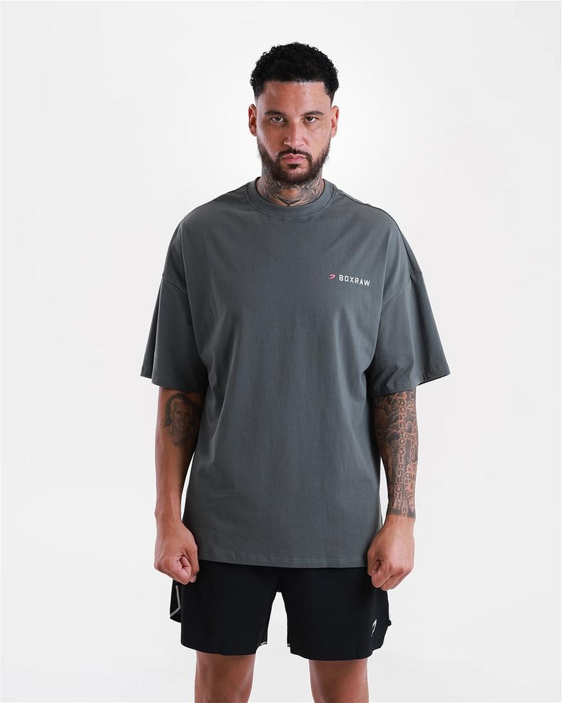 BOXRAW We Dont Play Boxing Oversized T-Shirt - Men'S M Bxrw-U-Wdpbt [Grey/Pink] (D Type)