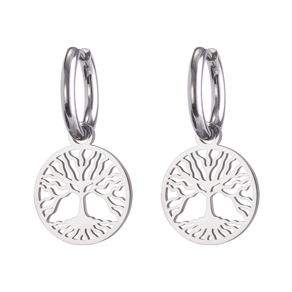 

Круглые серьги-подвески Древо Жизни из нержавеющей стали для женщин и девушек. Модные серьги-амулеты на удачу. Ювелирные изделия. Подарок на вечеринку