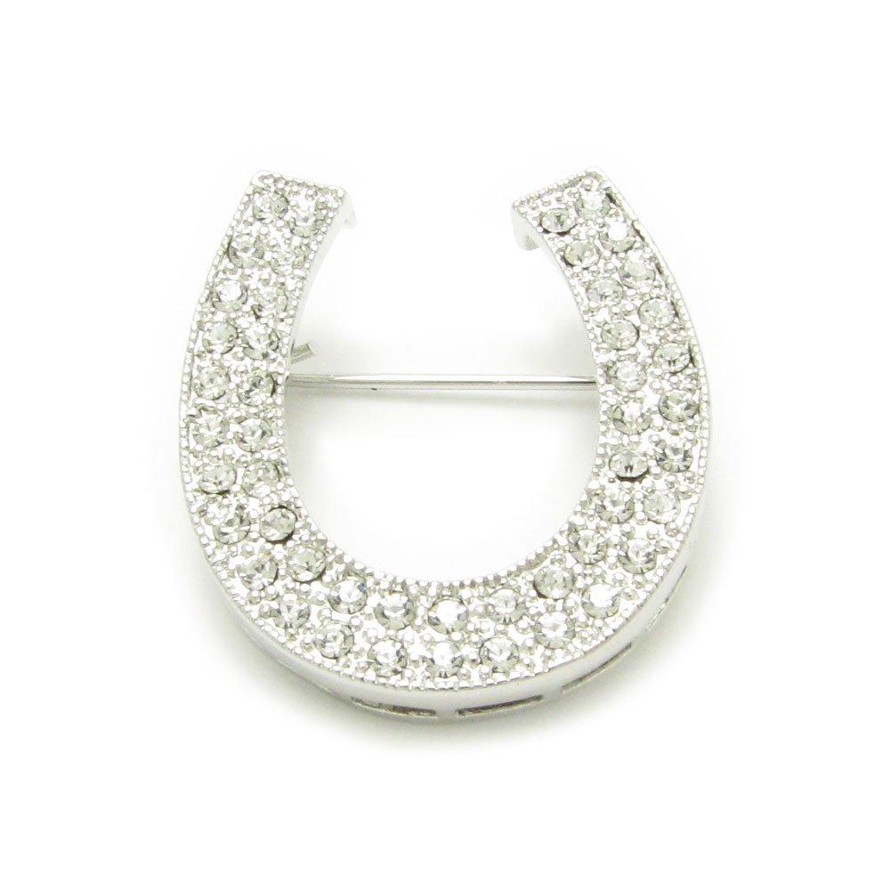 GEM Plus Horseshoe Brooch Lapel Pin for Men and Women KS45042 (Silver)