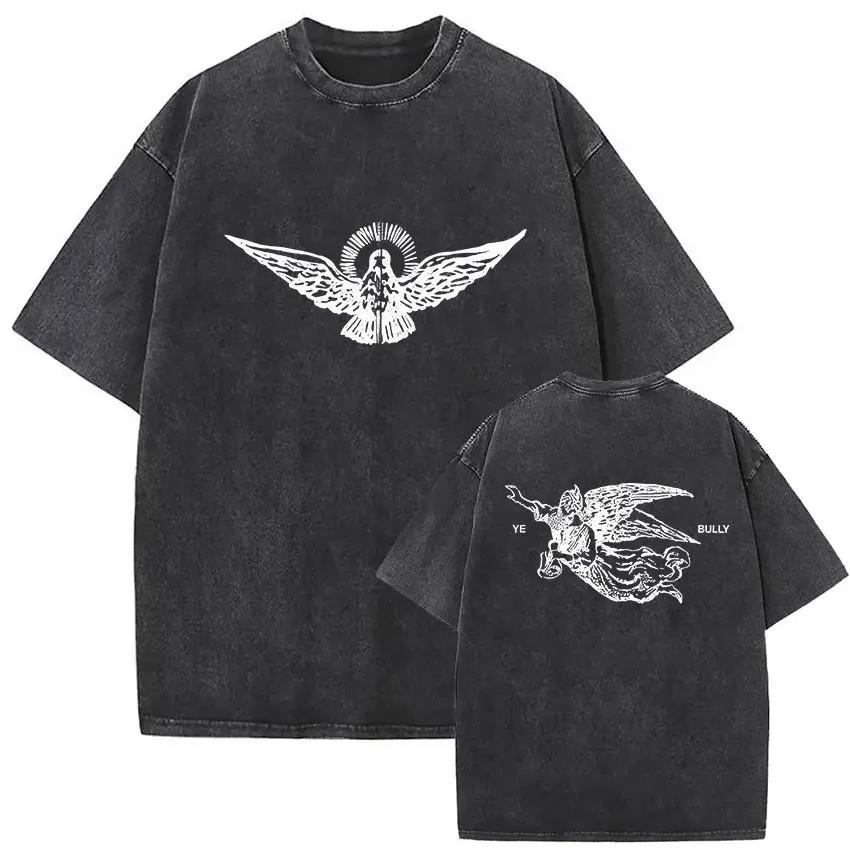Kanye West Bully T-shirt Grafica Lavata Vintage Oversize Unisex Cotone