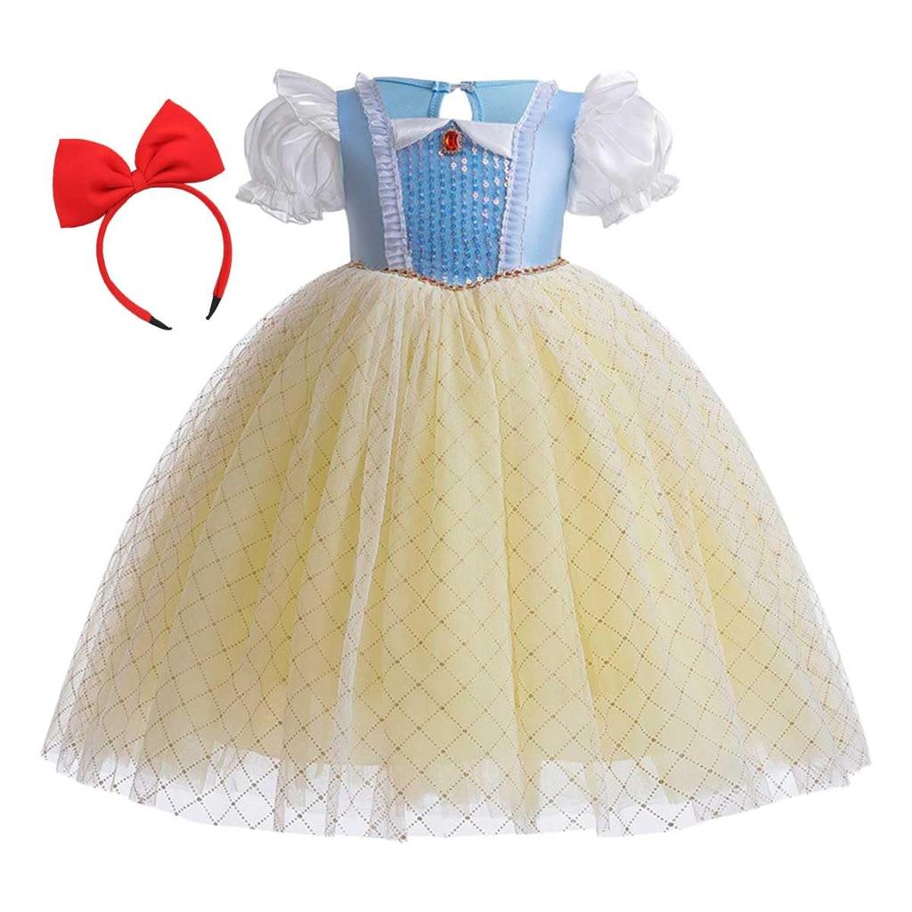 Princess Dress Snow White Cosplay Kids Princess Costume Halloween Fancy Dress for Girls [monoii] E0567-2 (110)