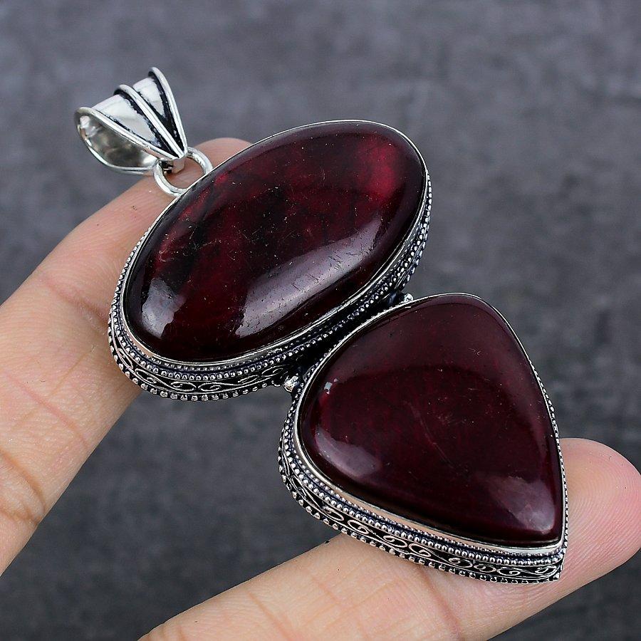 Roter Labradorit Edelstein Handgefertigt 925 Sterling Silber Schmuck Anhänger 3.07" Z6o48