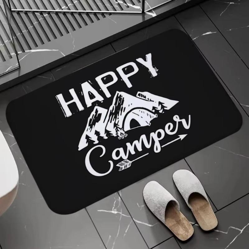 Joyful Camping Car Design Door Mat Cartoon Style NonSlip Entrance Rug for Living Room Bedroom Nursery Garden Balcony Sunroom