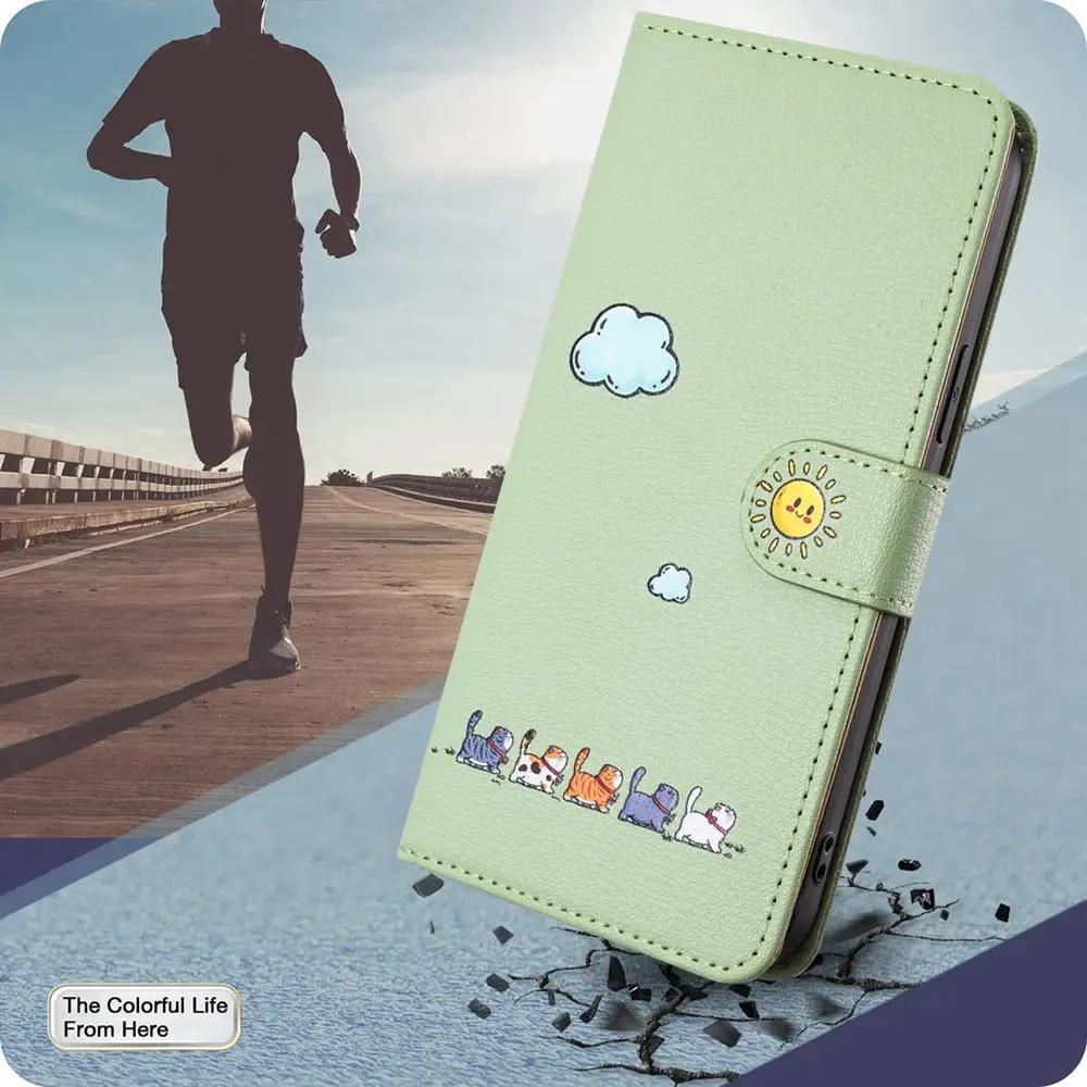 3D Katze Handyhülle für Funda Xiaomi Redmi 13C 12 9A Note 13 12 11 10 Pro Plus 12S POCO C65 M6 X6 Hüllen Leder Brieftasche Klapphülle