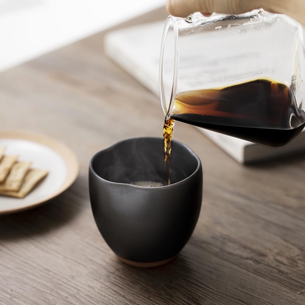 Mino Ware Red Clay Hare To Ke Approximate Capacity Made In &NE 3-Peko Cup, Black, 230ml, Japan, Ceramic, NAW-331-BK