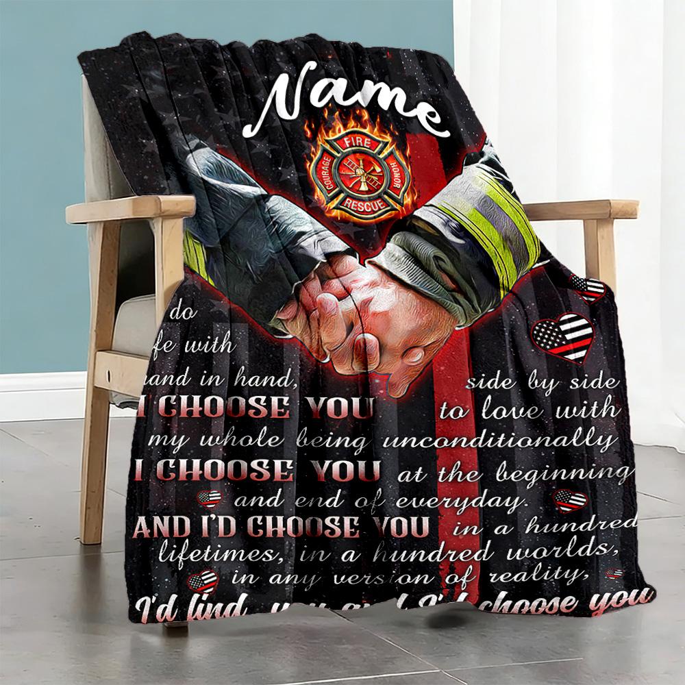 Firefighter Personalized Text Blanket Multi-purpose Customizable Blanket Durable Comfort Suitable for Picnics Bedding Livingroom Chair