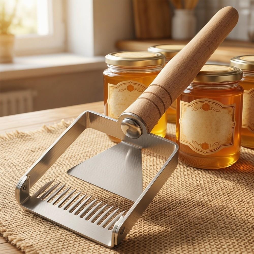 Silver Honeycomb Scraper Stainless Steel Hive Scraper Tool Honey Uncapping Fork Honey Harvesting