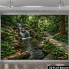 2D Grüner Wald Wasserfall Wandteppich Tropischer Gartenweg Wandkunst Dekor