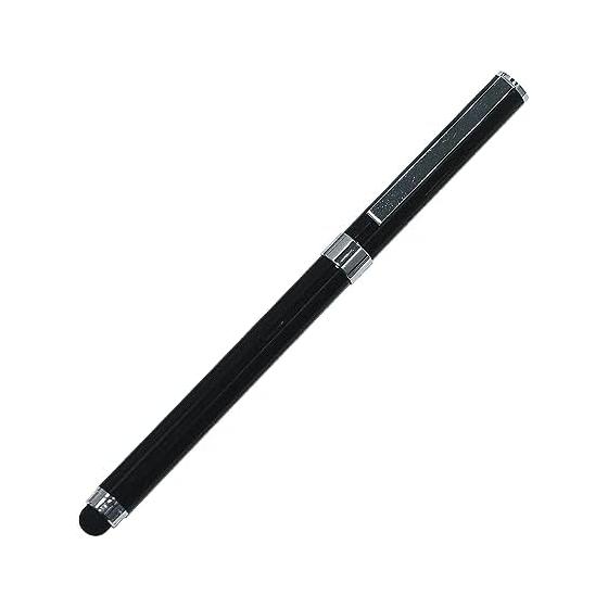 Black Round Button Japanese Pen Case, Metal Pointer with Smartphone Touch Ballpoint Pen Extra Set - Black BRSB-701S-QSJW700-B. Simple Japanese Faux