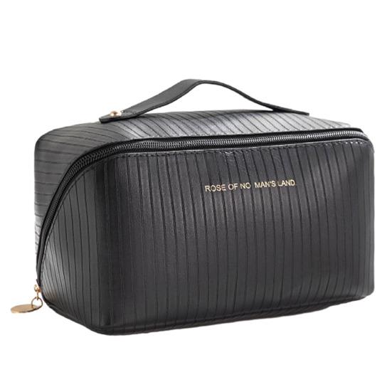 

Дорожная косметичка, водонепроницаемая, из искусственной кожи, большой вместимости, с несколькими отделениями и ручкой, косметичка чёрный