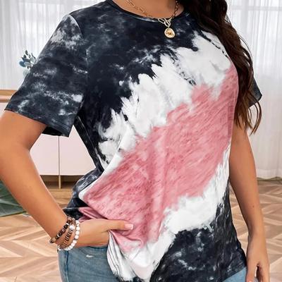 2025 Summer Popular Pretty Girls PLUS Size Tie-Dye T-Shirts Women Loose Comfortable Outdoor Micro-Stretch Casual T-Shirts