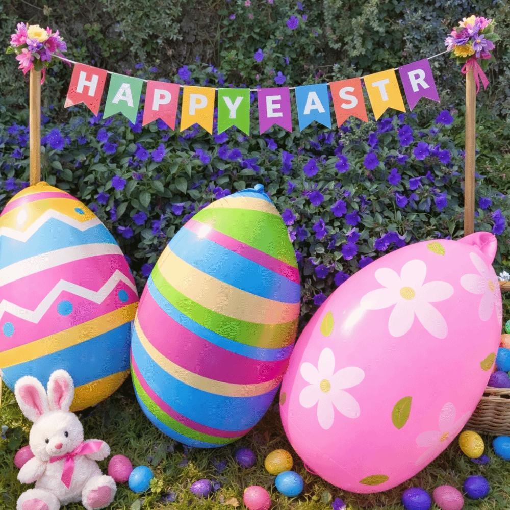 PVC Material Easter Party Decoration Heavy-Duty Plastic Inflatable Easter Egg  Children Favor