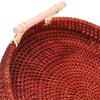 Round Rattan Basket Durable Handwoven Bread Decorative Organizer Rustic Style Snacks Biscuits with