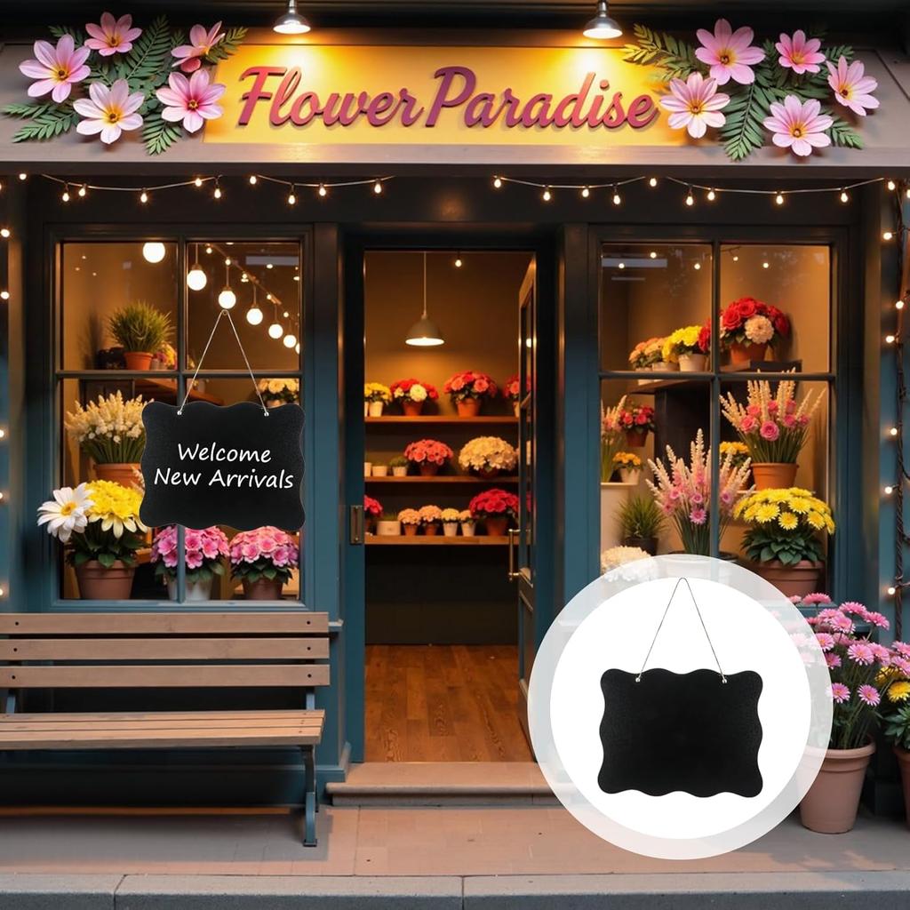2 PCS Double Sided Hanging Chalkboard Signs, 8x10 Inch Small Wooden Erasable Memo Message Board, Vintage Chalk Board Sign with Hanging String for
