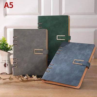 A5 Notebook Simple Office Gift Loose Leaf Vintage Planner Notebooks Creative Buckle Ring Thick Notepads Account Writing Pads